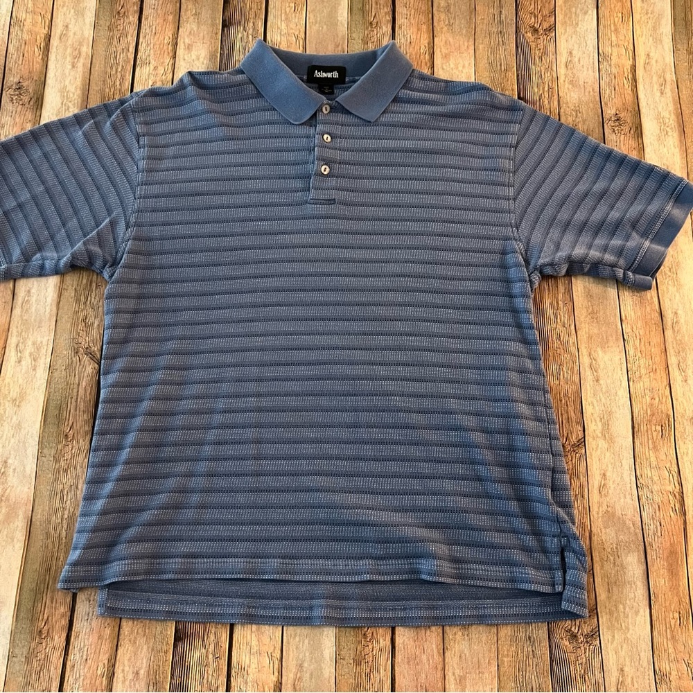 Vintage mens striped short sleeve polo shirt | size Extra Large